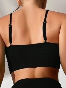 SHEIN Swim Summer Beach Twist Front Bikini Top