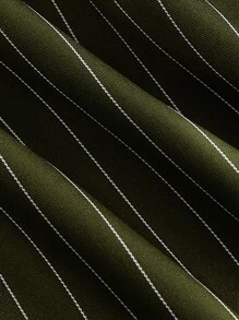 SHEIN MOD In sọc Nếp gấp Phần Ngực Váy Dây - xanh quân đội - Xem 3