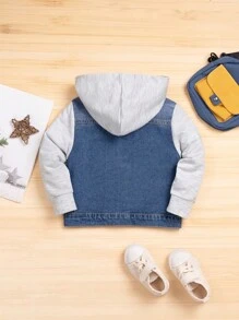 小男童二合一連帽牛仔夾克不帶T恤 - 彩色 - 查看 2