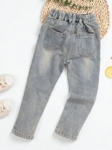 Young Boy Ripped Frayed Jeans - Light Wash - View 2