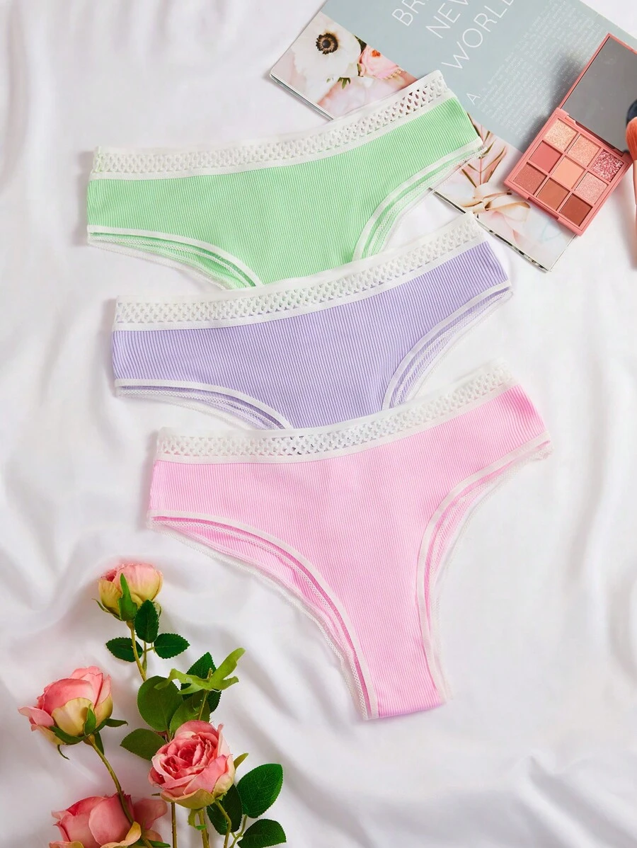 3pack Striped Trim Panty Set - Multicolor - View 1