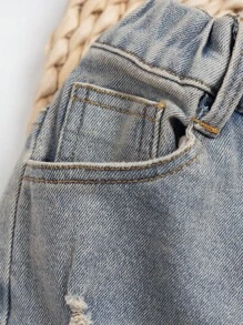 Young Boy Ripped Frayed Jeans - Light Wash - View 4