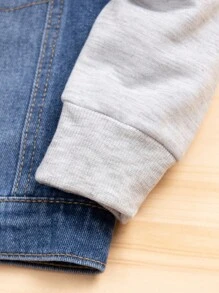 小男童二合一連帽牛仔夾克不帶T恤 - 彩色 - 查看 5