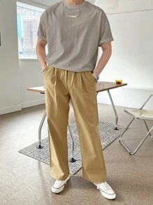 DAZY Áo thun nam Đắp vá Lá thư Giải trí - Màu Xám nhạt - Xem 4