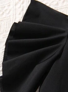 Bộ thời trang bé gái Bất đối xứng Xù Hem thô Bị tách Khối Màu Dễ thương - Nhiều màu - Xem 5