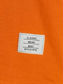 SHEIN Leap Crew 男嬰字母補丁細節T恤和短褲 - 橘色 - 查看 3