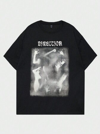 Street Life رجالي تيشيرت جرافيك الرسالة والأرقام