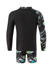 Tween Boy Letter Graphic Beach Swimsuit
