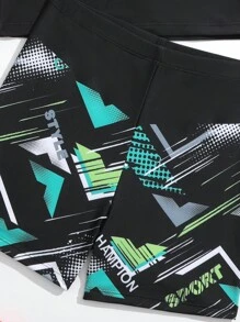 Tween Boy Letter Graphic Beach Swimsuit