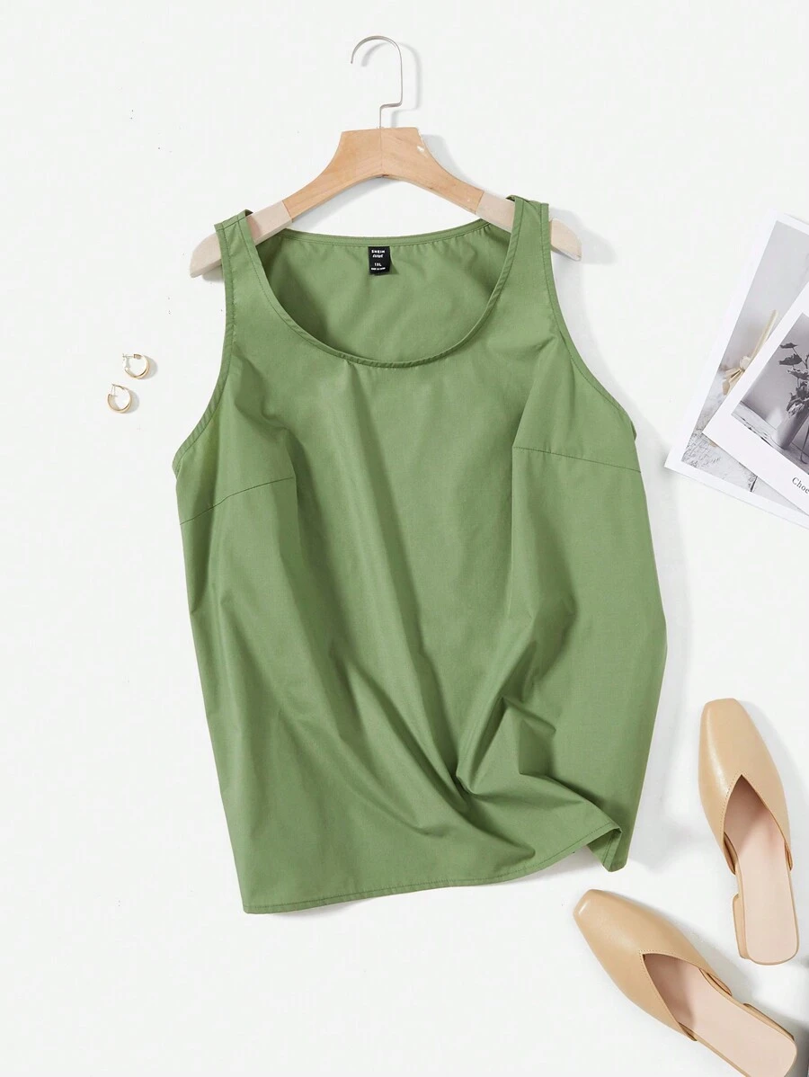 SHEIN LUNE Top tank unicolor - Verde militar - Ver 1
