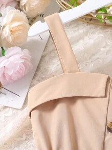 少女翻领系带纽扣腰带休闲连衣裙