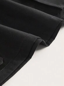 SHEIN EZwear Bộ đồ hai mảnh nữ Dây kéo Túi màu trơn Giải trí - màu đen - Xem 3