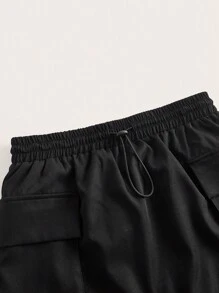 SHEIN EZwear Bộ đồ hai mảnh nữ Dây kéo Túi màu trơn Giải trí - màu đen - Xem 4