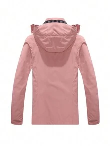 Cazadora con estampado de letra con cremallera impermeable con capucha - Rosa - Ver 2