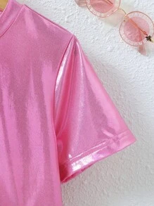 SHEIN Sparklyn Tween Girl Solid Crop Tee