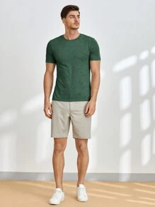 Manfinity BRENVOR Men Solid Round Neck Tee - Green - View 4