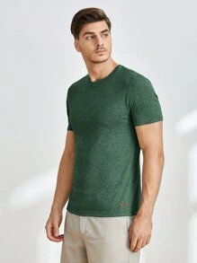 Manfinity BRENVOR Men Solid Round Neck Tee - Green - View 6