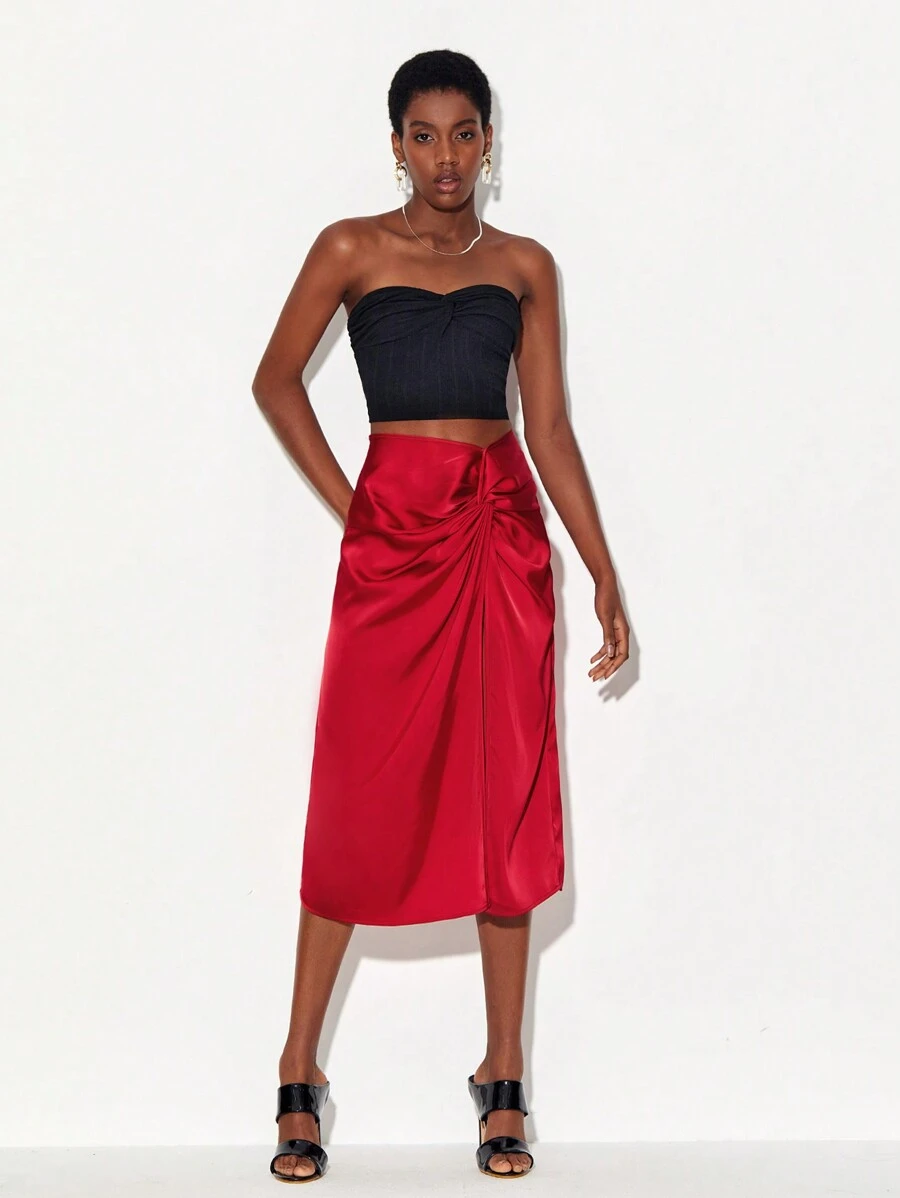 Letizia La Fata Jupe À Ruché En Satin