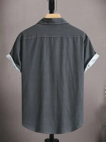 Manfinity Homme Men Striped Print Shirt Without Tee - Dark Grey - View 2