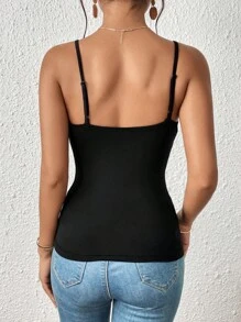 SHEIN Essnce Women Adjustable Strap Camisole Top - Black - View 2