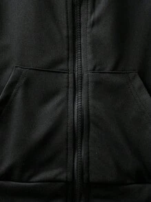 SHEIN 男孩拉鏈開襟連帽無袖運動衫 - 黑色 - 查看 4