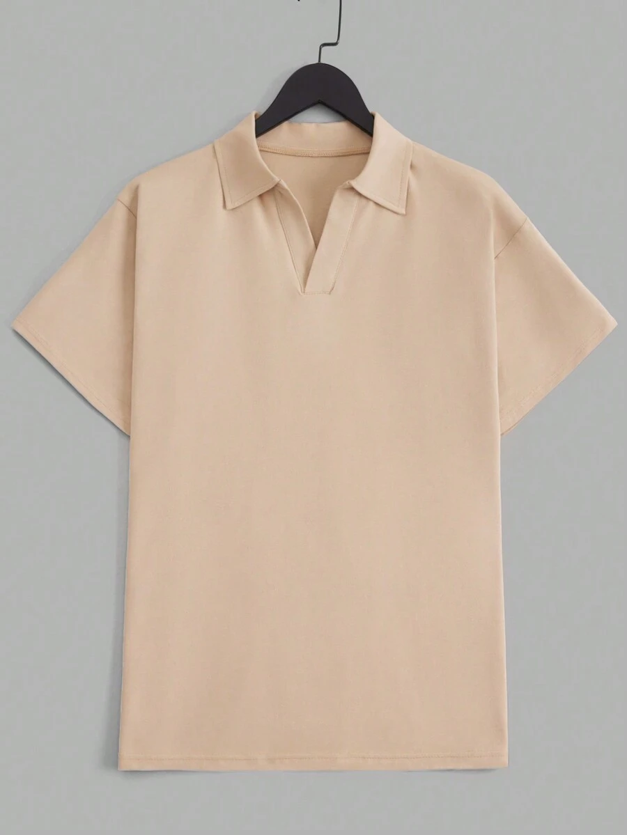 RueChic Men Solid Polo Shirt - Màu be - Xem 1