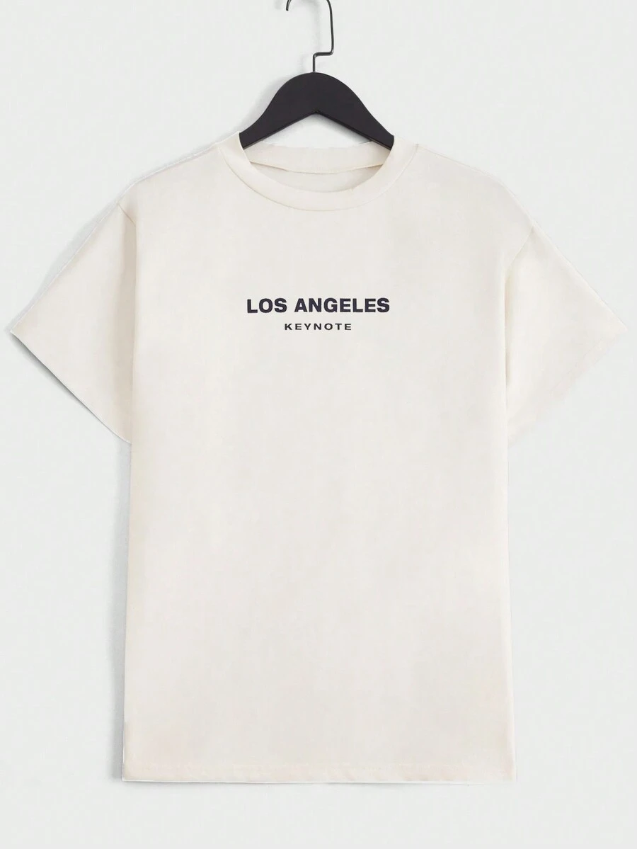 RueChic Men Letter Graphic Tee - Màu be - Xem 1