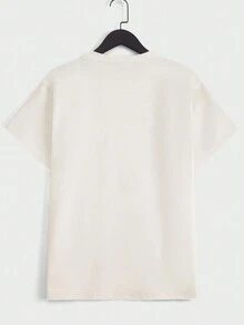 RueChic Men Letter Graphic Tee - Màu be - Xem 2