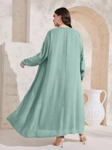 Mulvari Plus Solid Knot Side Dress & Abaya - Mint Blue - View 2