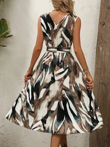 Breezaya Allover Print Belted Dress - Multicolor - View 2