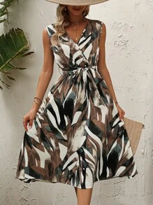 Breezaya Allover Print Belted Dress - Multicolor - View 3