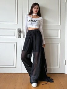 DAZY Quần nữ Nút phía trước màu trơn Giải trí - màu đen - Xem 5