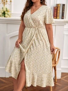 SHEIN Frenchy Plus Robe Imprimé Floral À Volants