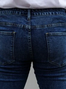 Hombres Jeans ajustados con bolsillo oblicuo - Azul lavado oscuro - Ver 6