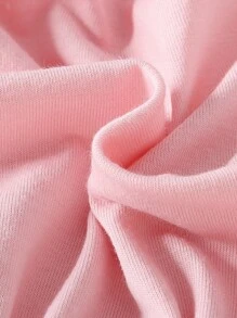 SHEIN Baby Patched Detail Knot Front Ruffle Trim Shorts - Baby Pink - View 3