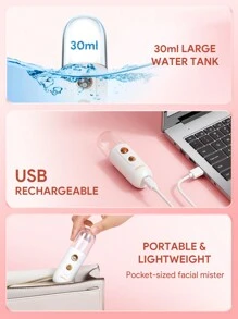 JMMO 便携式纳米喷雾器，USB 充电保湿纳米面部喷雾器，带 30 毫升大水箱，0.3um 雾化自动保湿雾化面部蒸汽机，用于化妆、皮肤护理、面部保湿 - 白色 - 查看 4