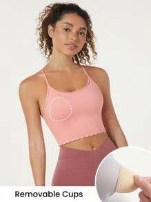 GLOWMODE V-Strap Scalloped Bralet - Coral Pink - View 6