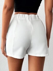 EURMUSE Solid Split Hem Skort - White - View 2