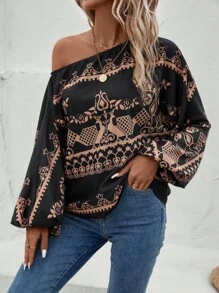 SHEIN LUNE Áo sơ mi nữ Bất đối xứng Bộ lạc Boho - Nhiều màu - Xem 4
