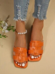 Sandalias planas simple con de moda señoras' - Naranja - Ver 2