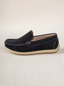 1 Pair Comfortable Non-Slip Fashionable Casual Lightweight Simple Kids Flat Shoes, Versatile For Daily Wear All Season - Black - View 2