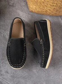 1 Pair Comfortable Non-Slip Fashionable Casual Lightweight Simple Kids Flat Shoes, Versatile For Daily Wear All Season - Black - View 3