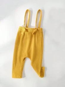Đứa bé trai Chất rắn Quần Suspender - Màu vàng - Xem 3