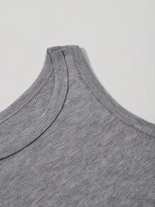 SHE(IN) BRASIL Solid Crop Tank Top - Xám - Xem 3