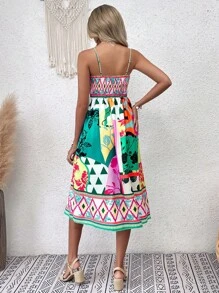 SHEIN LUNE Geo Print Cami Dress - Multicolor - View 2