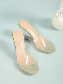Women's Transparent High-heeled Wedge Slippers, Open Toe Platform Sandals - Clear - View 5