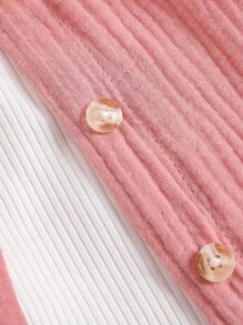 Toddler Girls Solid Cami Top & Shorts & Button Up Shirt - Multicolor - View 3