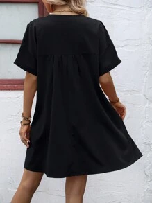 Breezaya Đầm màu trơn Dễ thương - màu đen - Xem 2