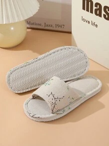 Fall/Winter Women Flower Pattern Single Band Non Slip Home Slippers, Fashionable Indoor Fabric Bedroom Slippers,Fluffy Slippers - Multicolor - View 2