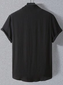 Manfinity RSRT 男士幾何印花襯衫不帶T恤 - 黑色 - 查看 2